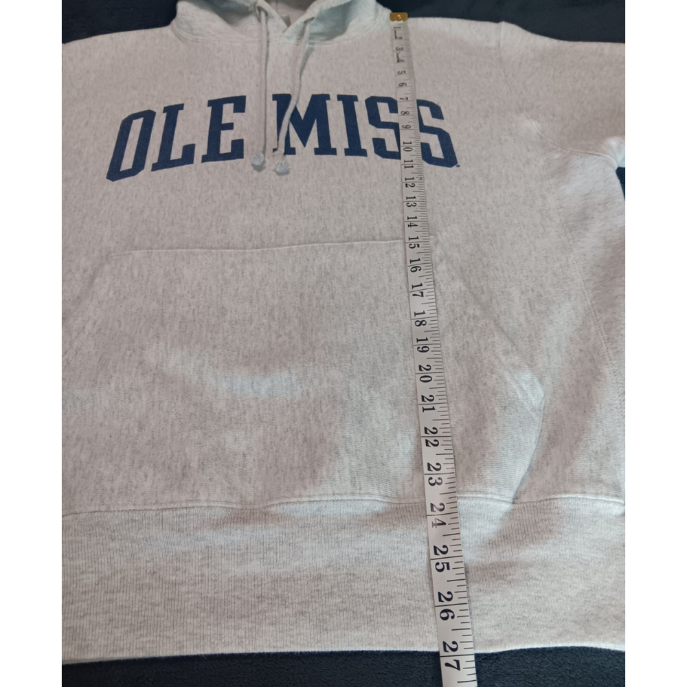 Ole Miss Rebels Men’s Medium Hoodie Gray Sweatshirt Champion Reverse Weave Hvwt - Picture 10 of 10